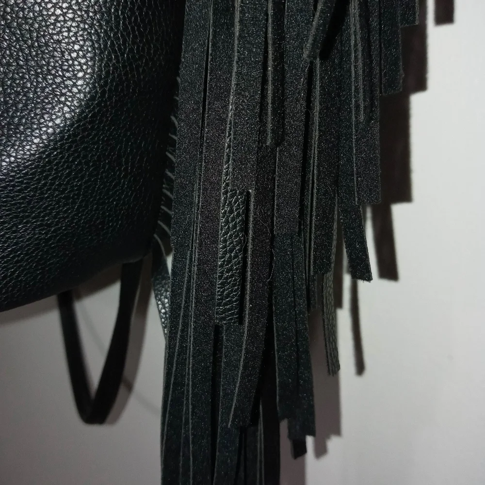 Victoria Secret black Drawstring Backpack With Fringe down both sides - Picture 13 of 13